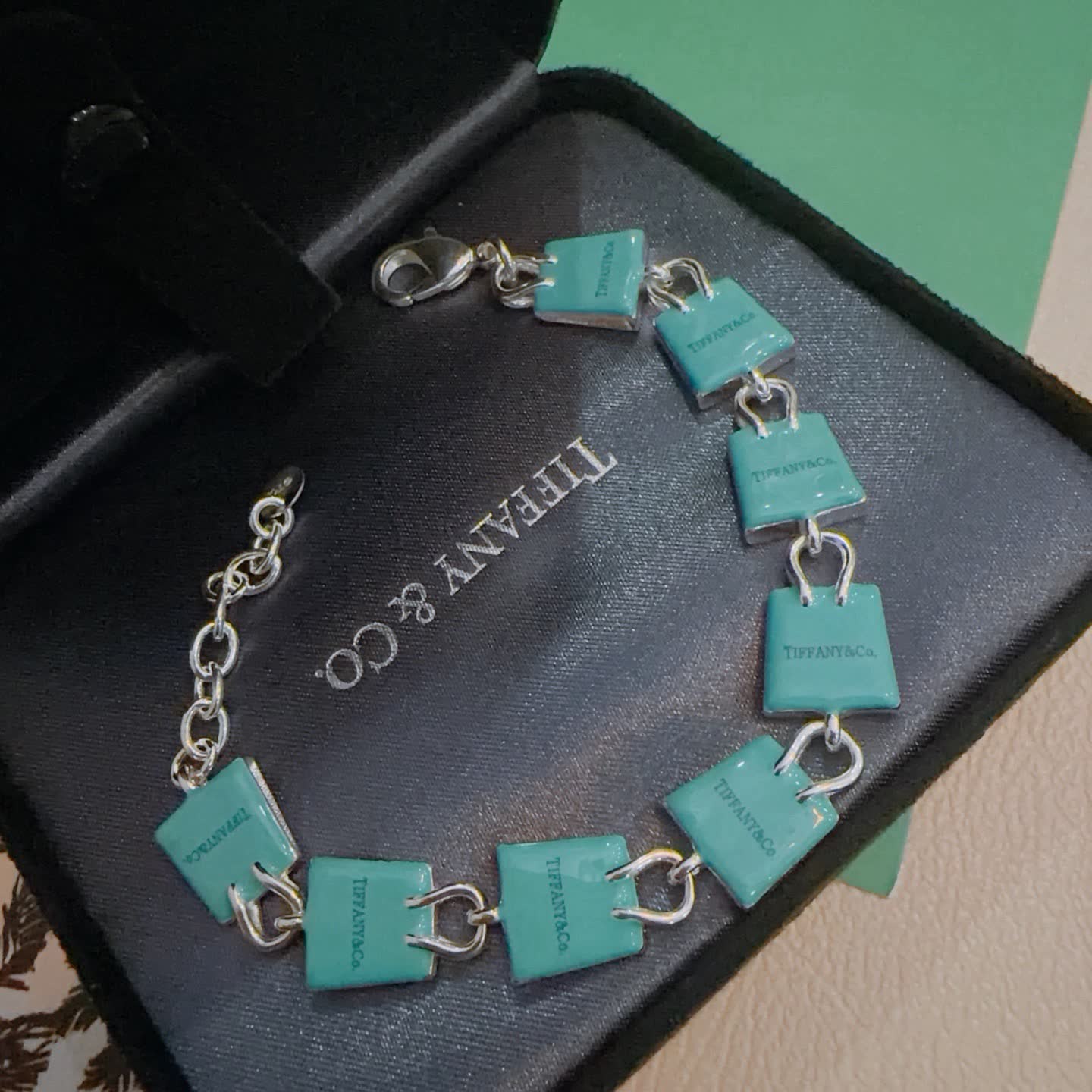 Tiffany & Co. Blue Enamel Bag Charm Bracelet Tiffany & Co. Blue Enamel Bag Charm Bracelet
